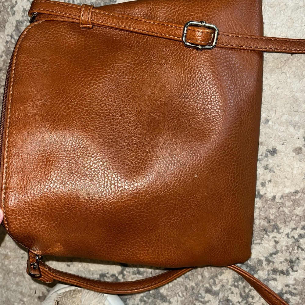 Brown Crossbody Bag Lightweight Dome Shoulder Bag Retro Leather Satchel Wallet - Picture 4 of 6